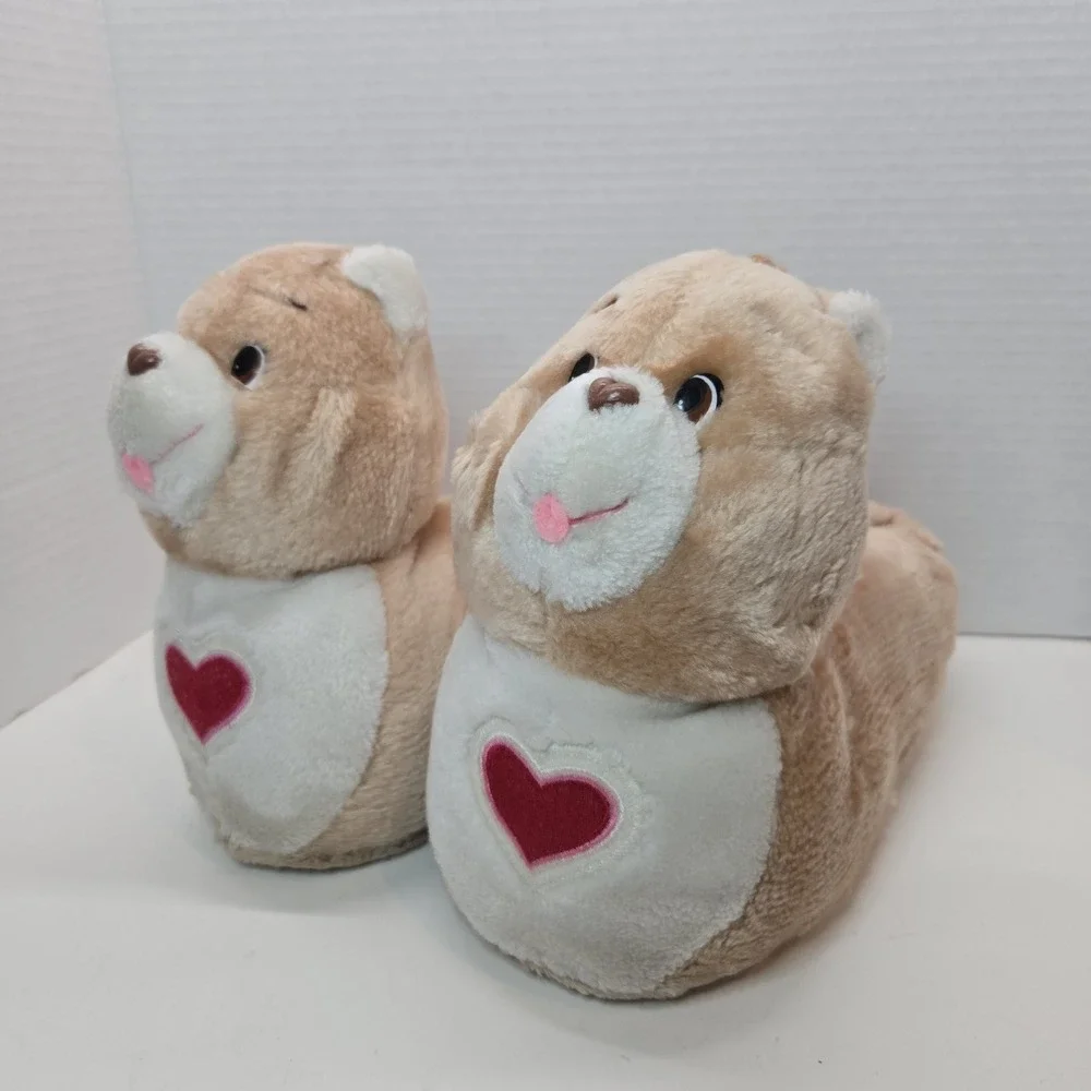 Vtg 80s Tenderheart Bear Care Bear Slippers House Shoes 1984 Size 2-3‎